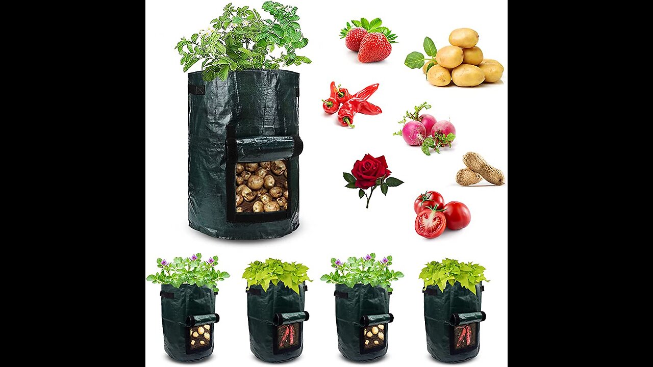 4-Pack 10 Gallons Grow Bags Potato Planter Bag with Access Flap and Handles for Harvesting Pota...