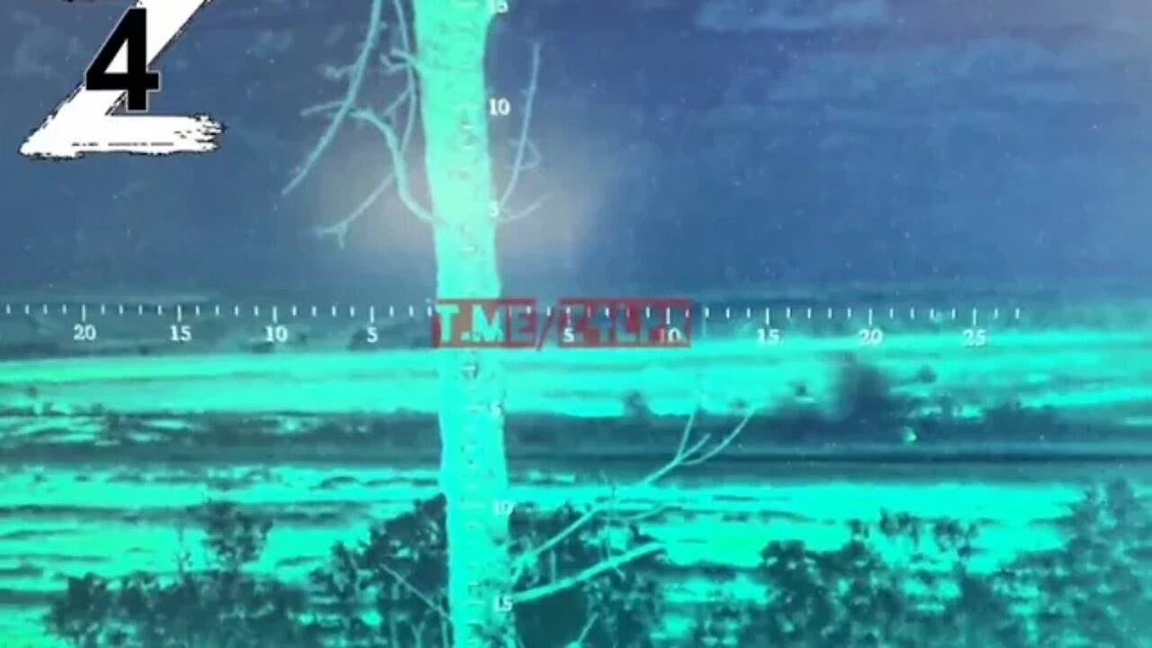 Dense fire in aquamarine, a tank and a 152mm gun work on dill