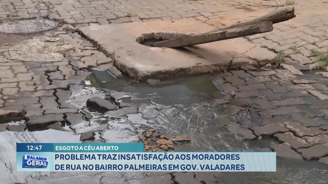 Esgoto a Céu Aberto: Problema traz Insatisfação aos Moradores de Rua no Bairro Palmeiras em GV.