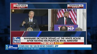 Tucker Carlson discusses the controversy over a Fox News chyron referring to Biden as a “wannabe dictator”