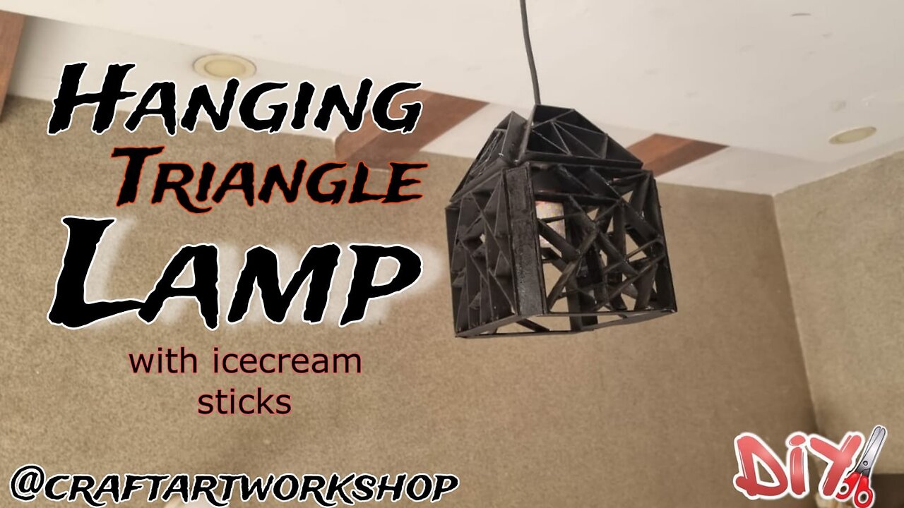 diy- wall hanging lamp - Easy way to make hanging triangle shape lamp with icecream stick