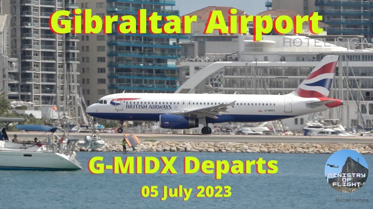 A Beautiful Departure from Gibraltar; British Airways G-MIDX w/radio sound