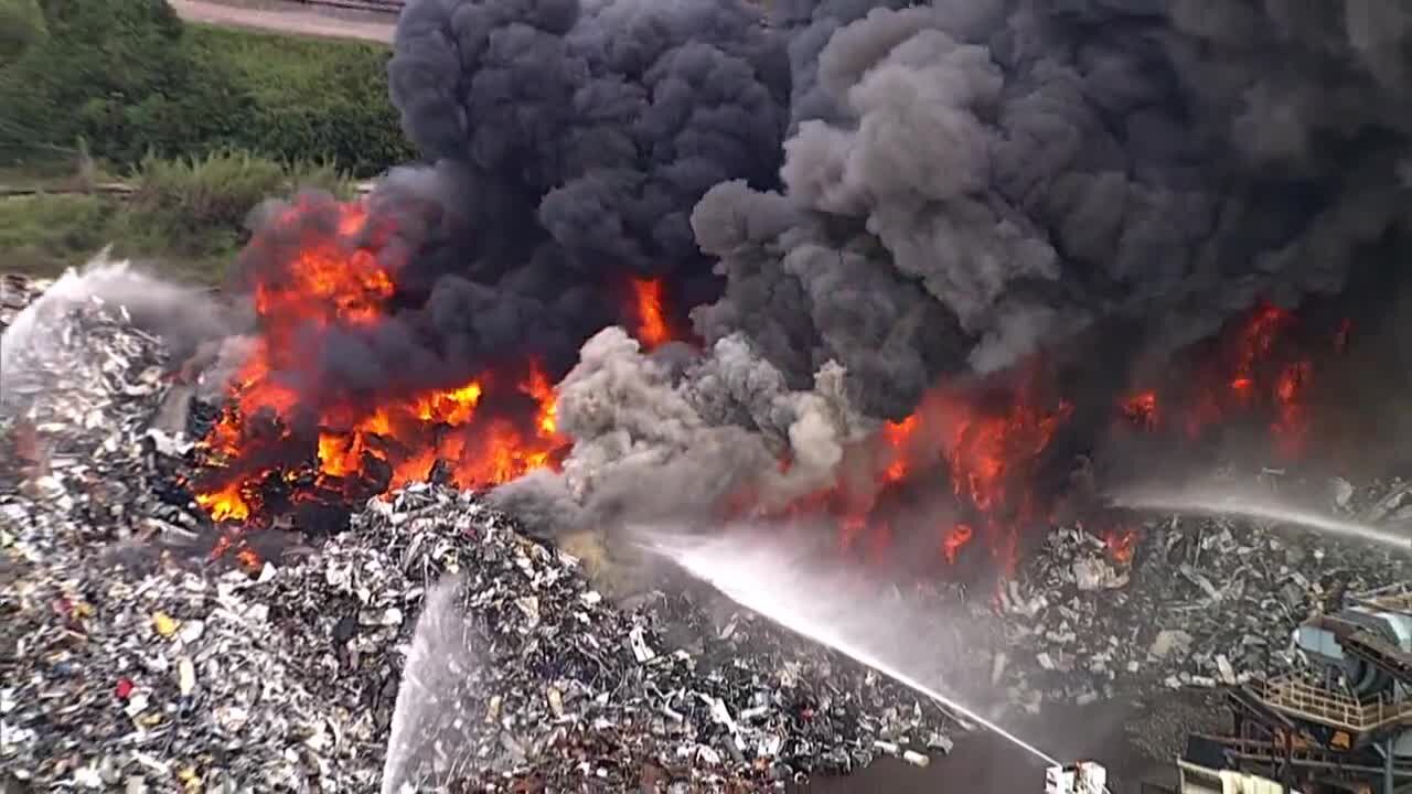 Crews battle large fire at scrap metal yard near Port Manatee