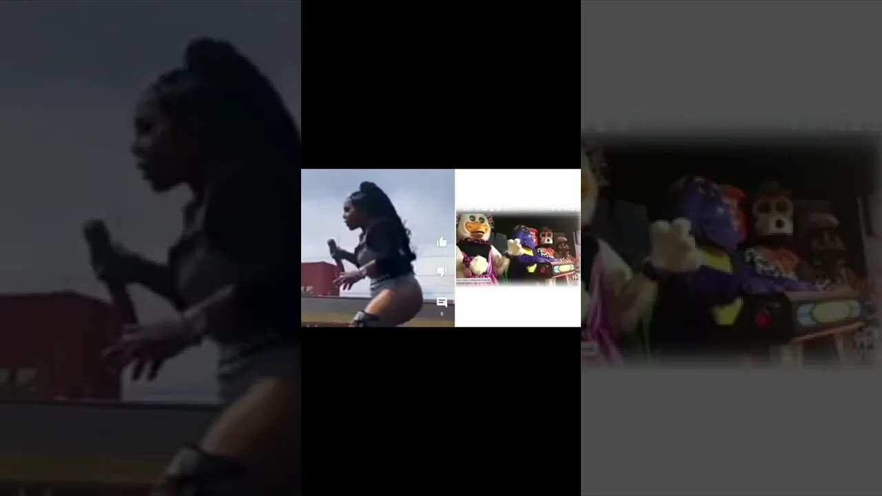 Little Kim looking stupid as a Chuck E cheese robotic character lol