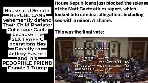 Republicans Protect Their Pedophile Colleague and President by Blocking Ethics Release!