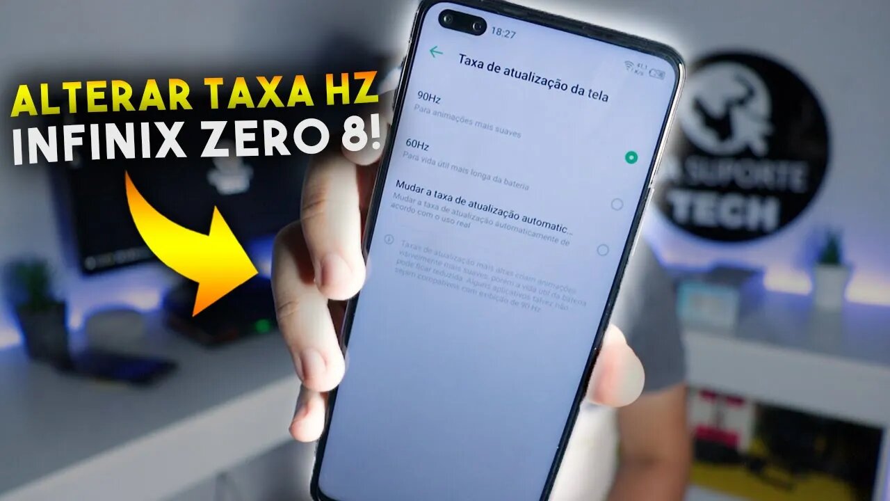 Como ALTERAR TAXA DE ATUALIZAÇÃO de TELA do Infinix Zero 8