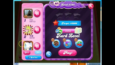 Candy Crush Level 2704 Audio Talkthrough, 2 Stars 0 Boosters