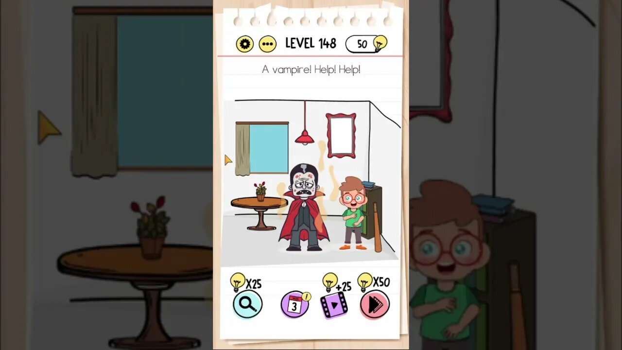Brain Test Tricky Puzzles Level 148 A vampire! Help! Help!