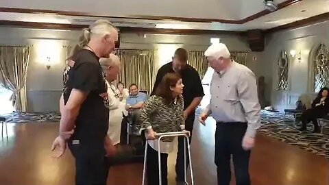 Marie takes her 1st steps since 2014... 👣👣 Marie was diagnosed with MS 20 plus years ago.