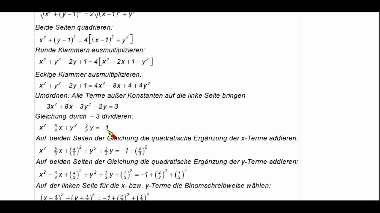 Komplexe Kreisgleichungen ►Apollonios ►Berechnung Mittelpunkt und Radius (von Hand)