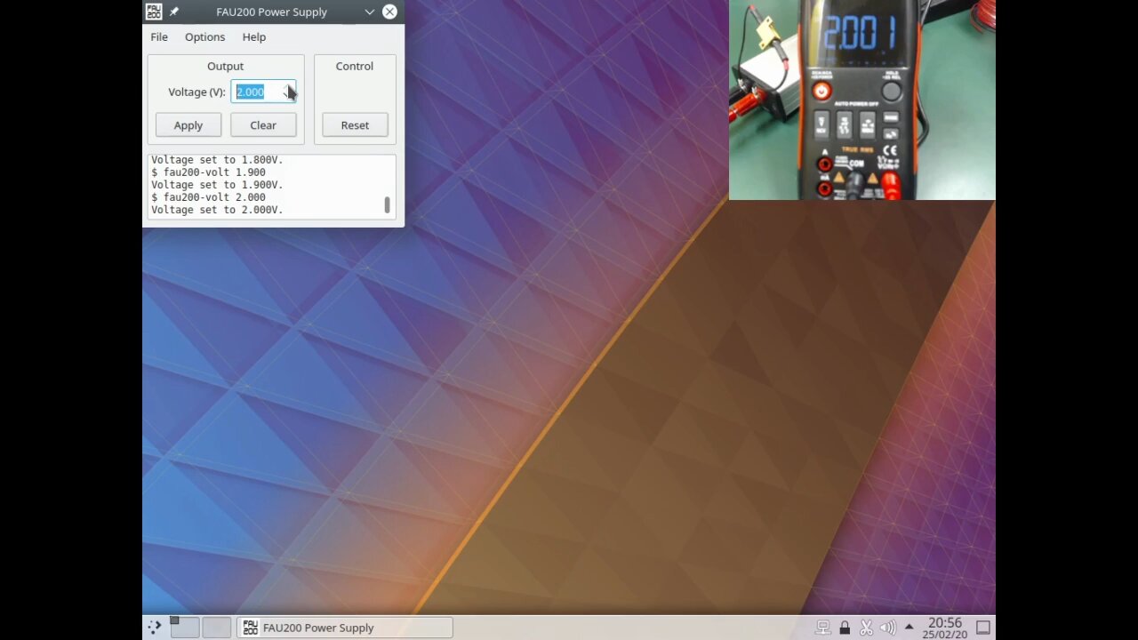 Fonte de alimentação FAU200: Demonstração no Kubuntu 18.04 LTS