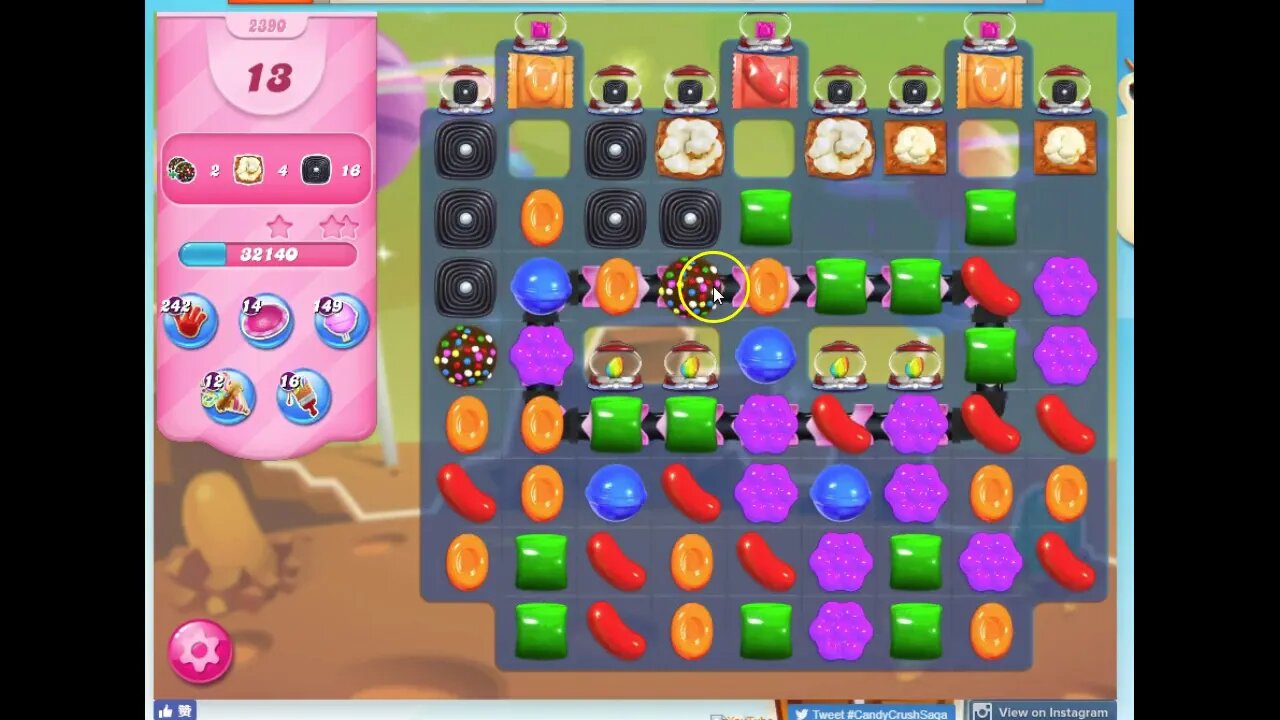 Candy Crush Level 2390 Audio Talkthorugh, 1 Star 0 Boosters