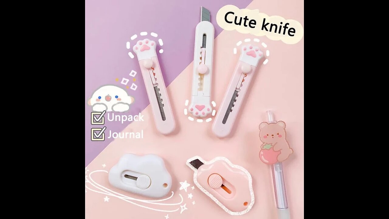 Cute Mini Art Utility Knife Cartoon Cat Paw Shape Cutter