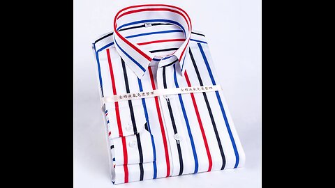 Men's Color Block Striped Wrinkle-Resistant Dress Shirt Long-Sleeve Standard-fit Hidden Button