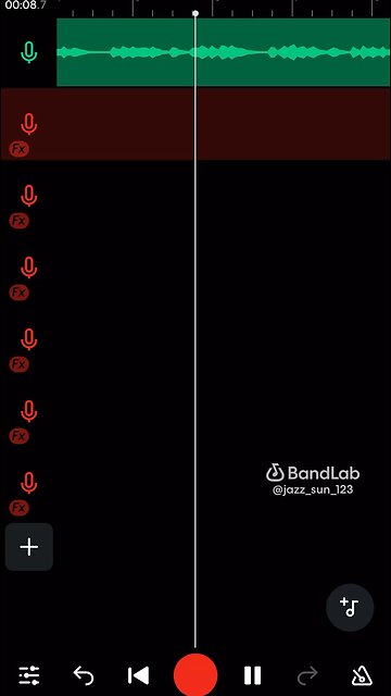 Making a song on BandLab using iPhone headphones