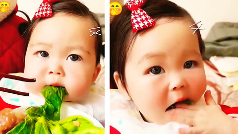 🤣Baby Eating 🥬🥒Vegetable Funny!!!