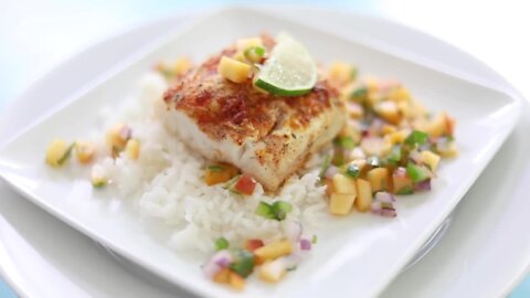 Cajun Cod with Peach Salsa| At Home with Shay