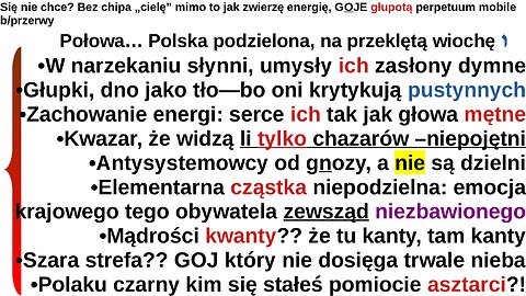 Się nie chce?Bez chipa „cielę”, zwierza energia,GOJE głupie perpetuum mobile b/przerwy|CALEIB