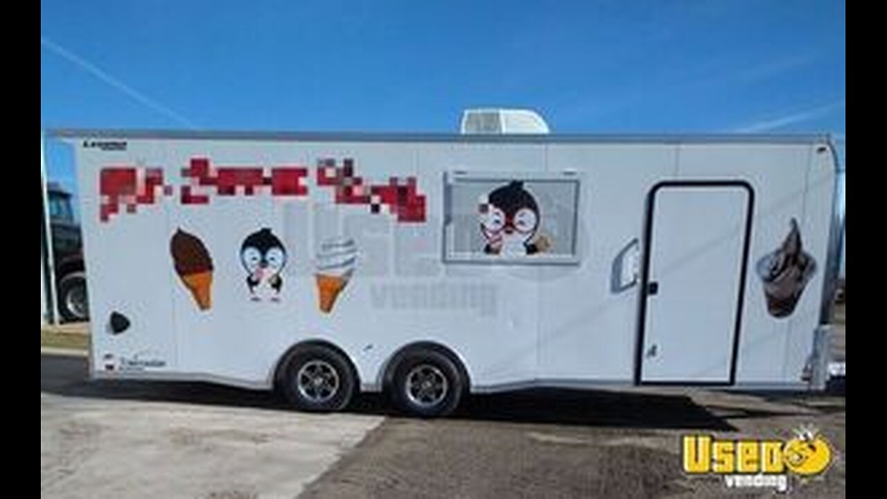 TURNKEY 2023 - 8.6' x 24' Soft Serve Ice Cream Concession Trailer for Sale in Iowa!