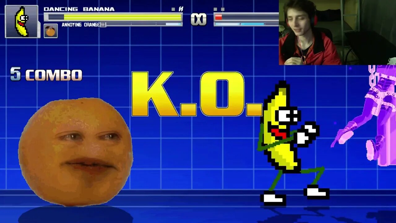 Fruit Characters (Annoying Orange And Dancing Banana) VS Aba In An Epic Battle In MUGEN Video Game