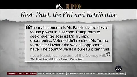 Sen. Eric Schmitt: FBI Desperately Needs Reform, Kash Patel Is Very Qualified 😏