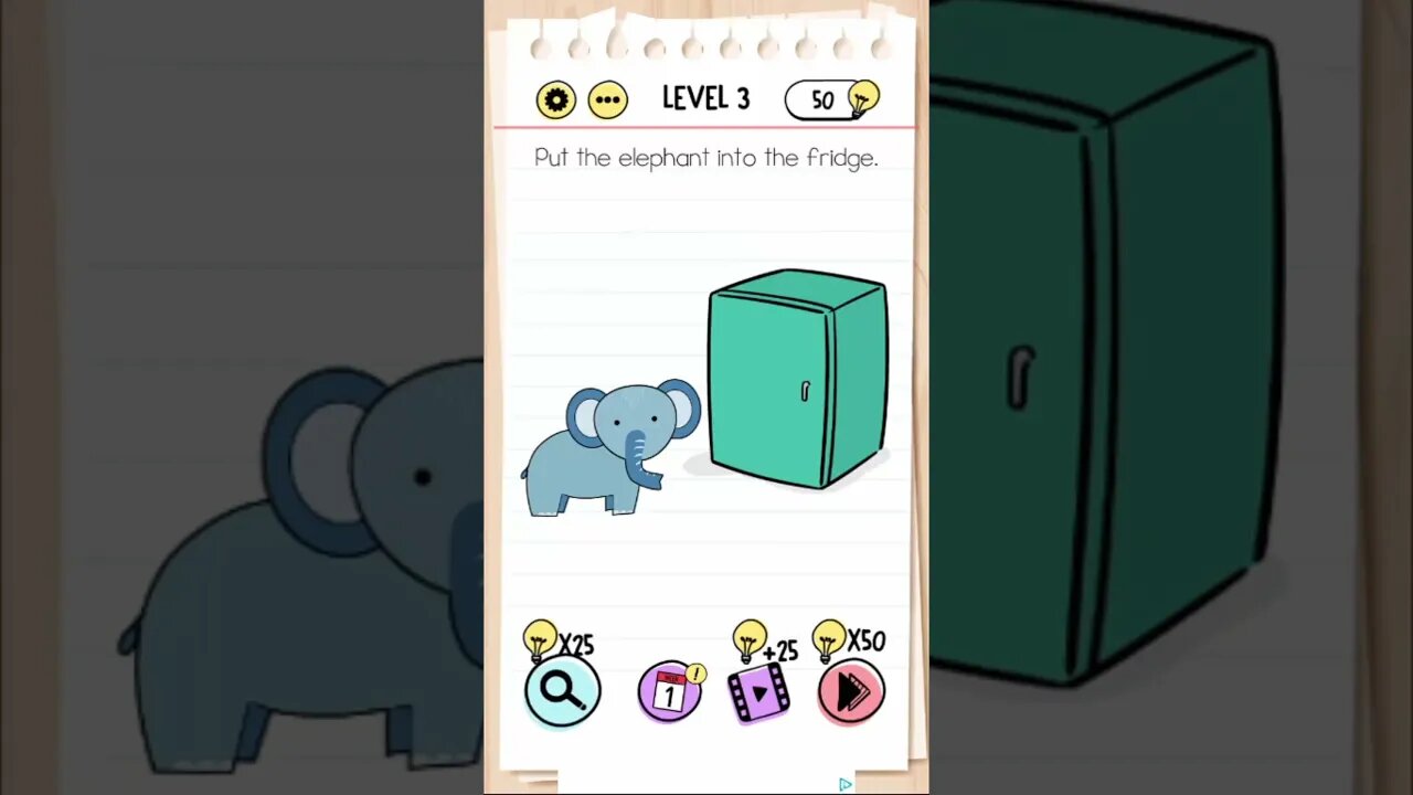 Brain Test Tricky Puzzles Level 3 Put the elephant into the fridge.