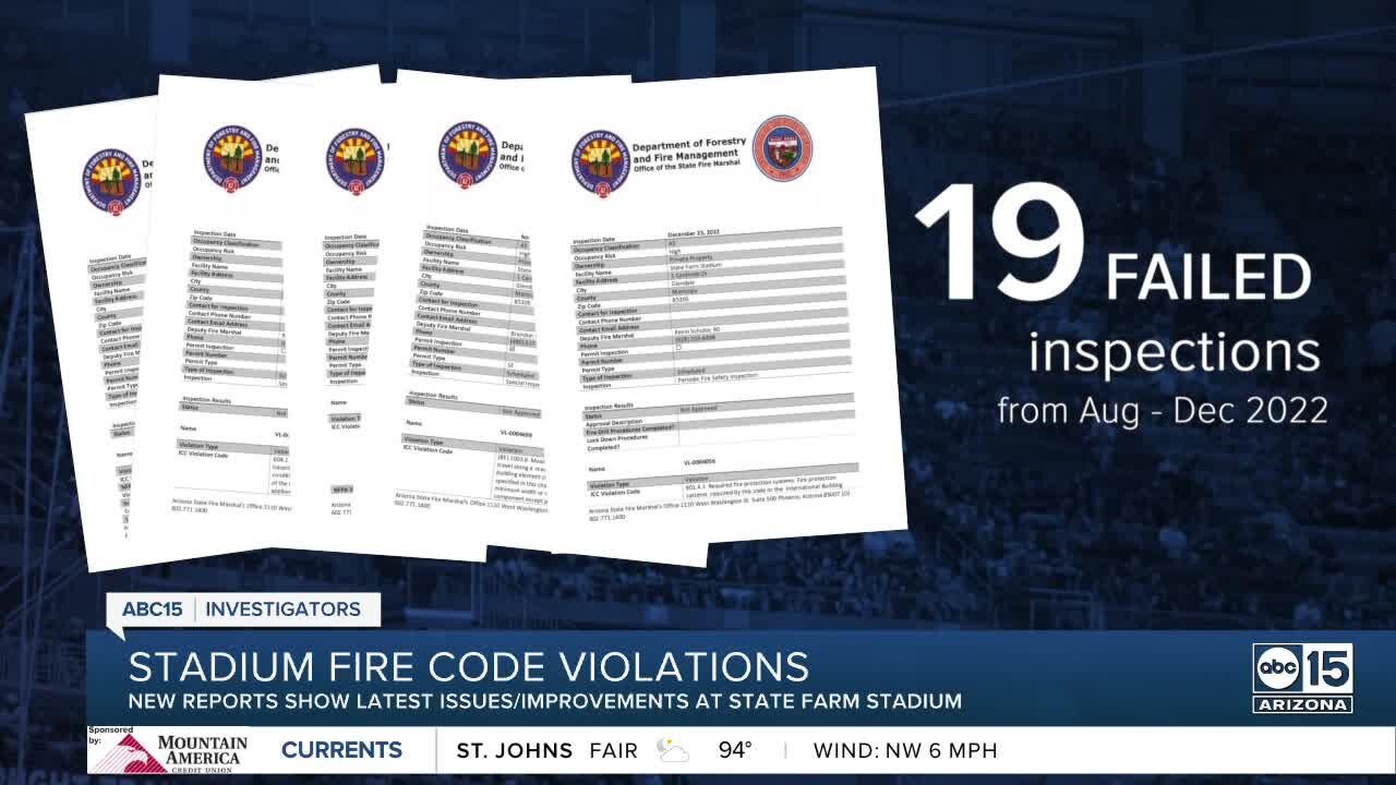 Arizona stadium's efforts to fix fire code violations prior to Super Bowl