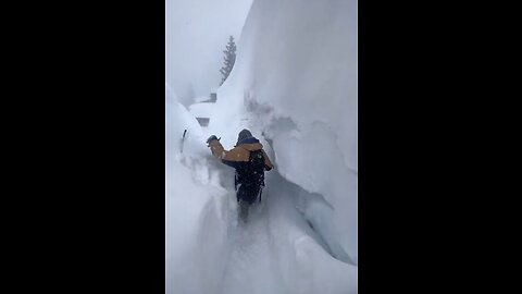 Massive Amounts Of Snow From Lake Tahoe, California Blizzard