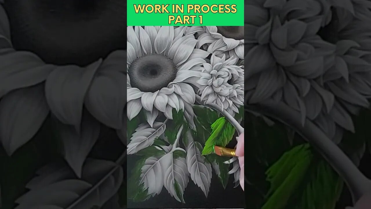 Preprinted Canvas Sunflower WIP Part 1