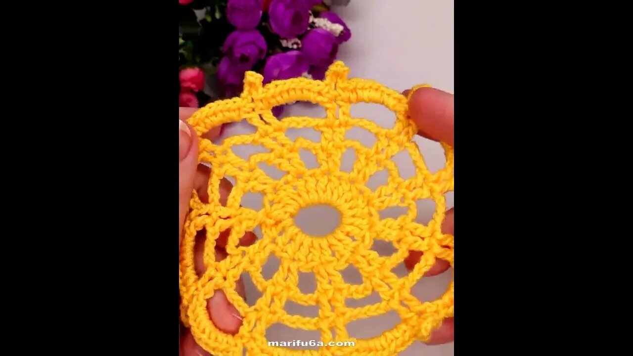 How to crochet wheel coaster short tutorial