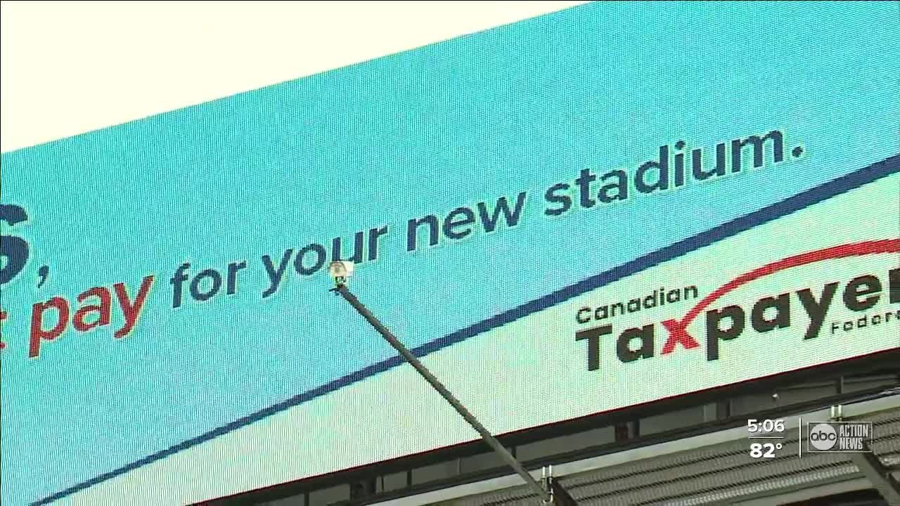 'Dear Rays, Montreal won't pay for your stadium': Group puts up billboard near Tropicana Field