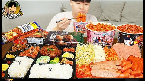 ASMR MUKBANG convenience store store, FIRE Noodle, HOT DOG, GIMBAP, Tteokbokki EATING SOUND !