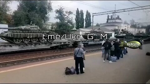 Russian military echelon of tanks & infantry fighting vehicles