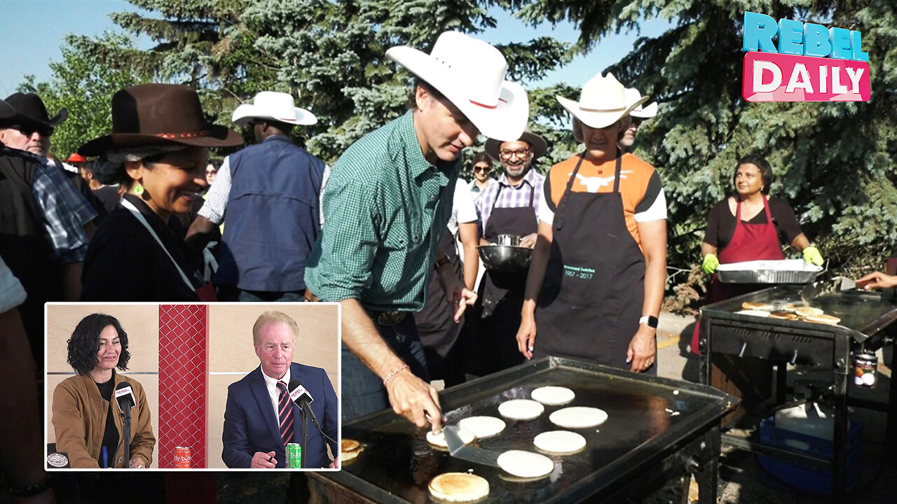 Trudeau fails flipping a pancake and dodges questions at Stampede