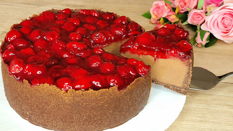 The perfect chocolate cheesecake with cherries! Unforgettable pleasure!😋🎂