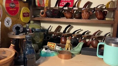LCS Briars pipe 570 bent author with multicoloured ebonite stem & insert