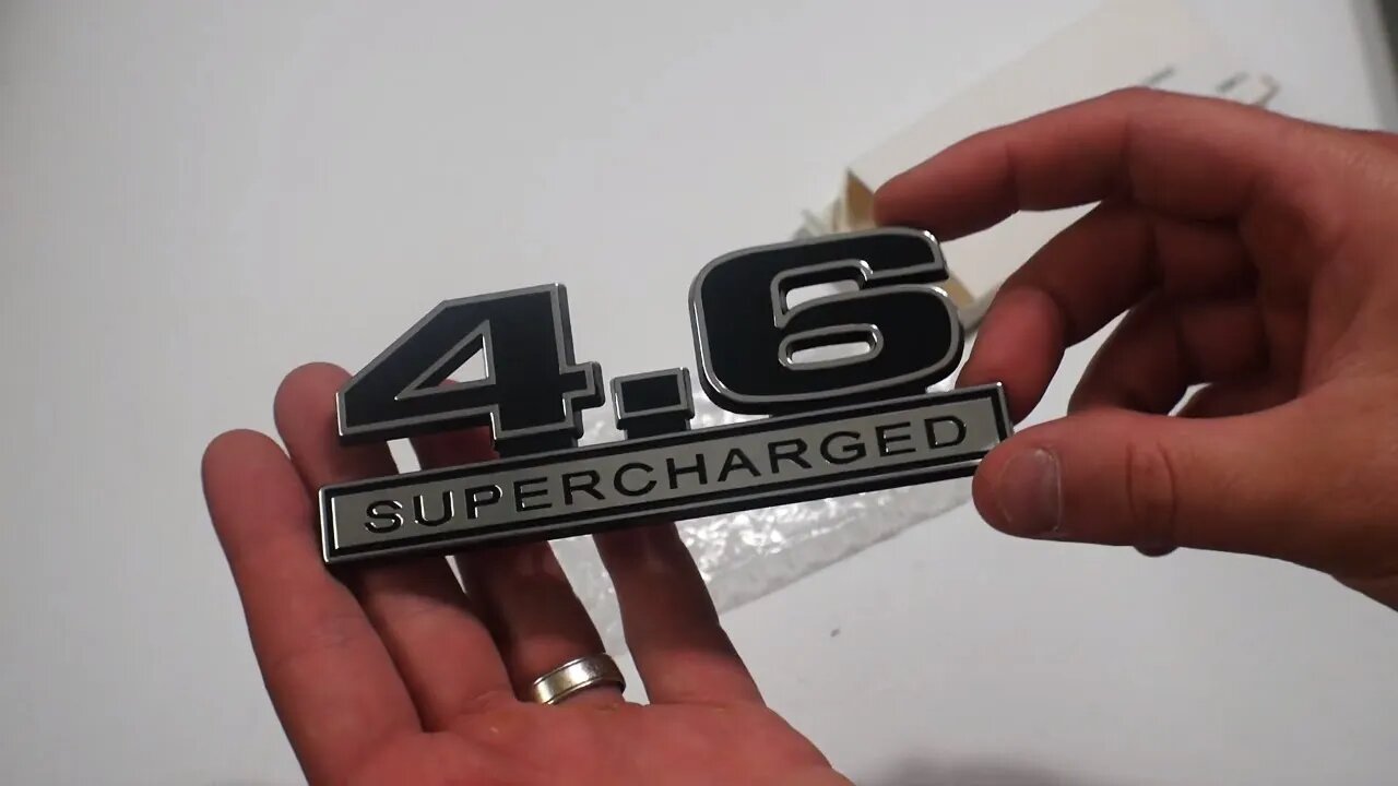 Supercharger 4.6 Liter SUPERCHARGED Engine Chrome & Black Emblems - 5" Long Pair #shorts , #fyp