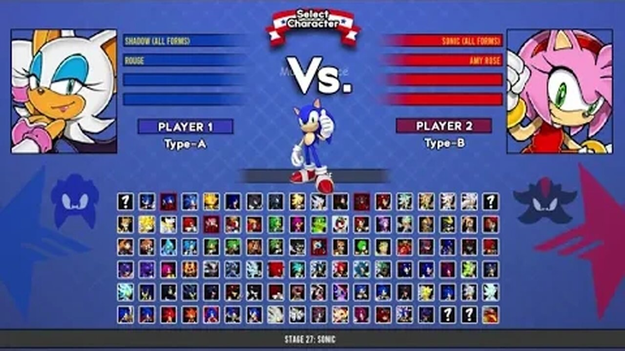 Shadow all forms VS Sonic all forms & Amy Rose I Sonic Battle MUGEN HD