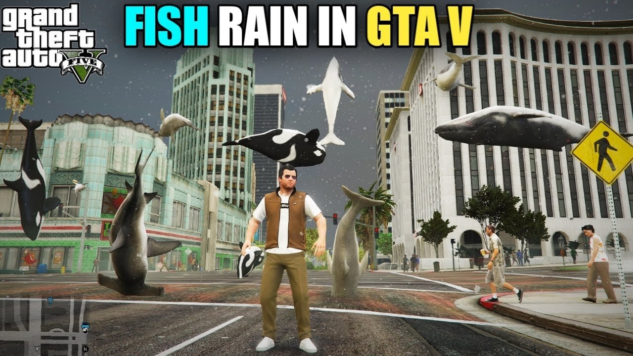 GTA 5 : FISH RAIN IN GTA 5 | 10 Second Chaos | gta 5 mods |