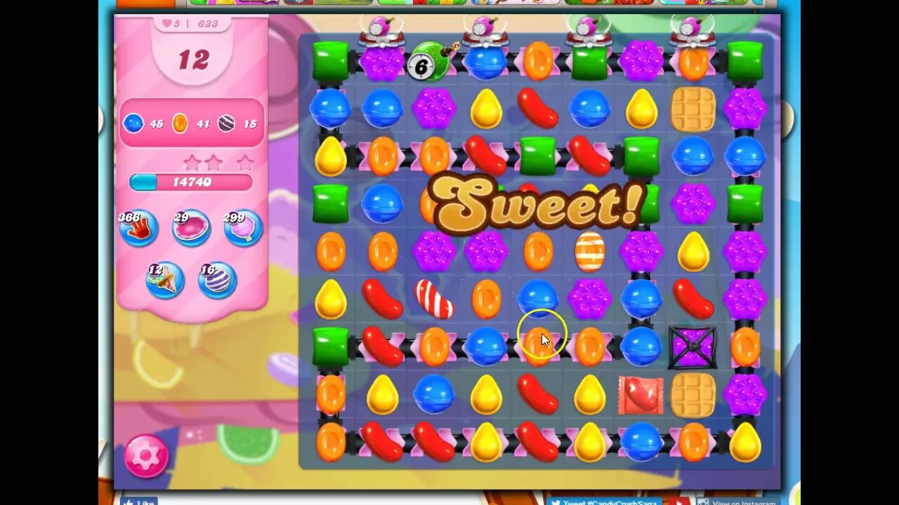 Candy Crush Level 633 Talkthrough, 17 Moves 0 Boosters