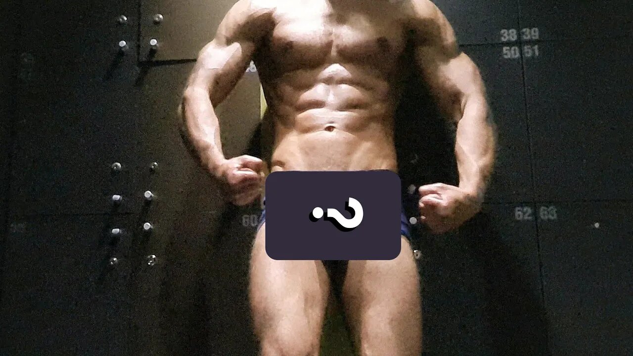 Bodybuilder showing ALL Muscle in locker room