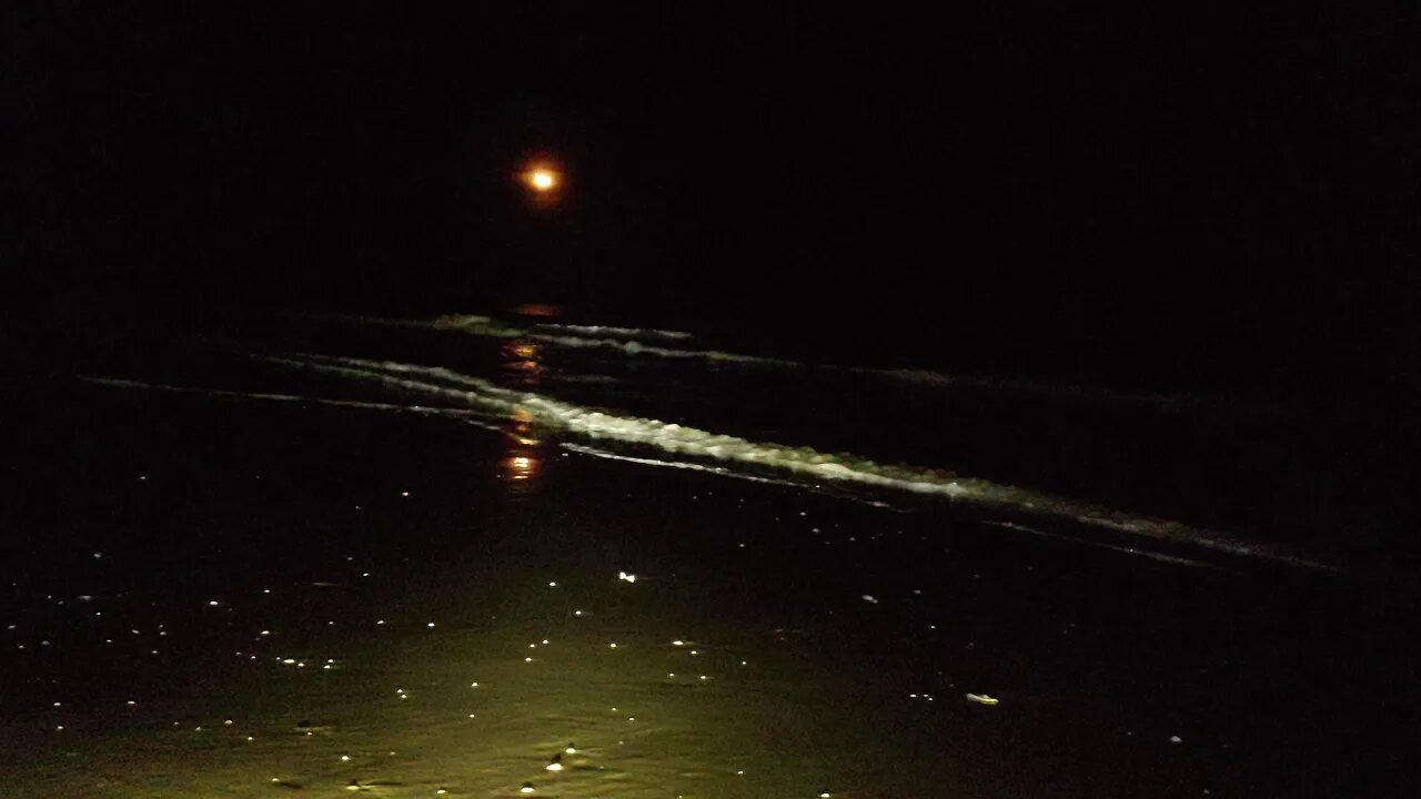 3 1/2 minutes of peaceful waves rolling in under the beautiful quarter moon - October 23, 2019