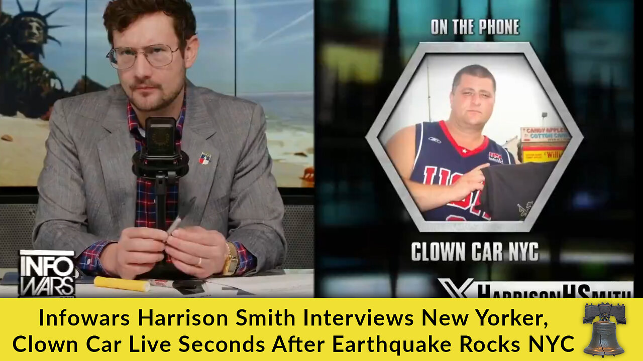 Infowars Harrison Smith Interviews New Yorker, Clown Car Live Seconds After Earthquake Rocks NYC