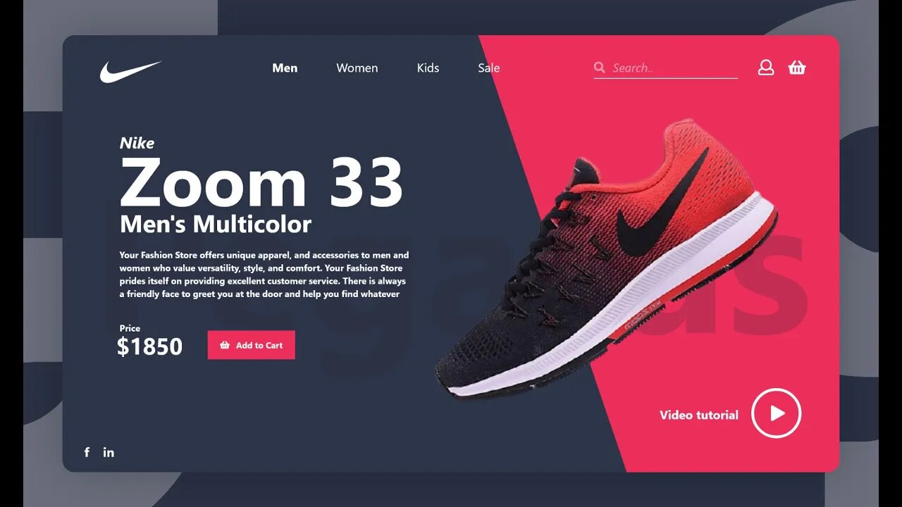 Nike Zoom 33 Pegasus Web Landing Page Design with Prototype in #Adobe_Xd | #designing_guru