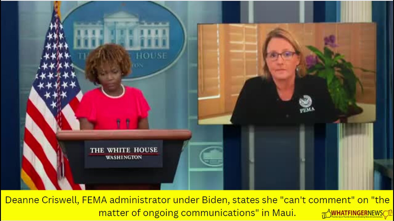 Deanne Criswell, FEMA administrator under Biden, states she "can't comment" on "the matter