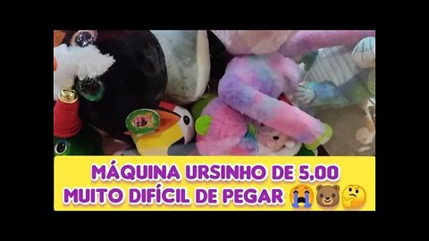 MÁQUINA DE PELÚCIAS DE R$5,00, MUITO DIFÍCIL DE PEGAR 🐻😭🤔🐻