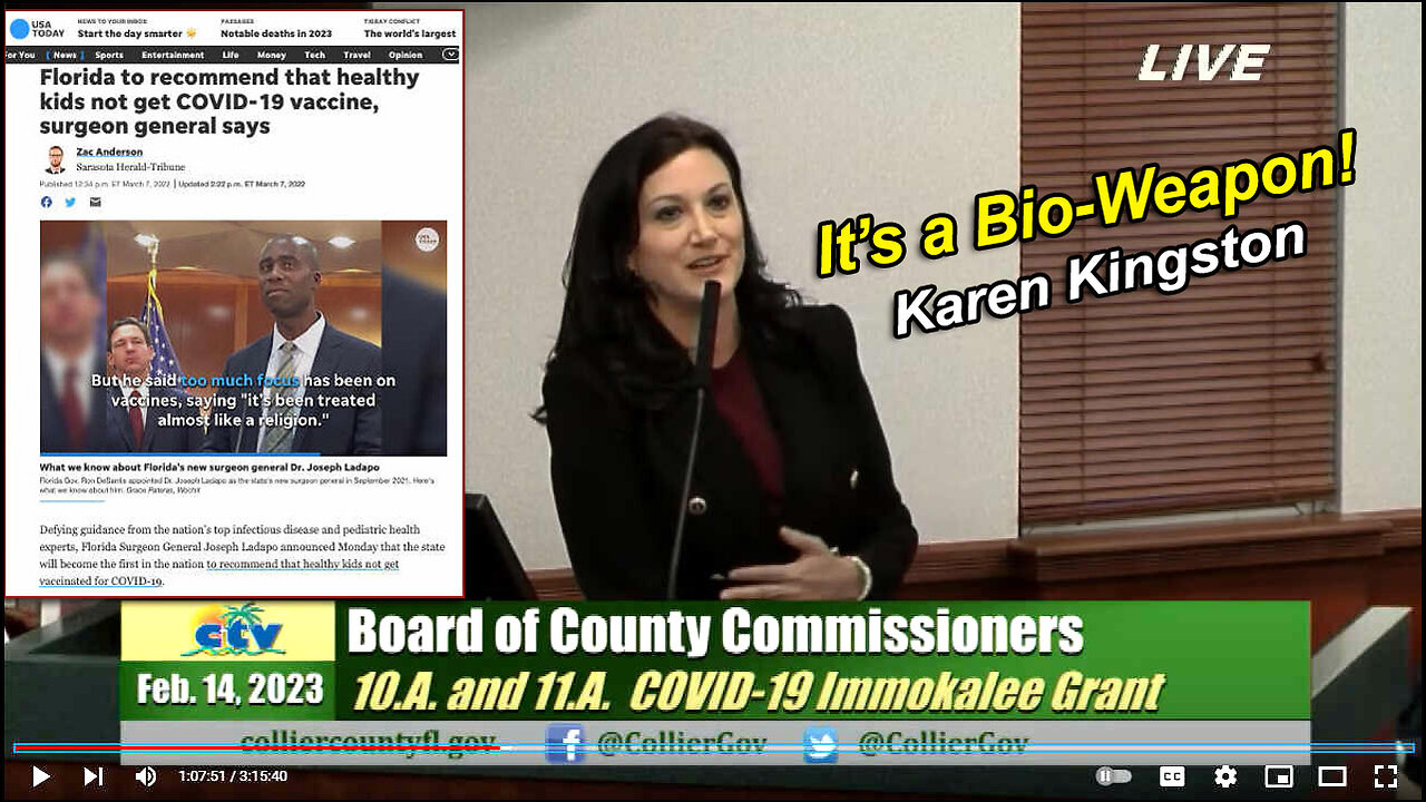 Karen Kingston Presents VACCINE BIOWEAPON to Collier County Commission in Florida