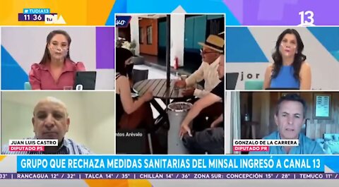 Canal 13 acusa recibo de protesta contra dictadura sanitaria en Chile ( COVID 19)