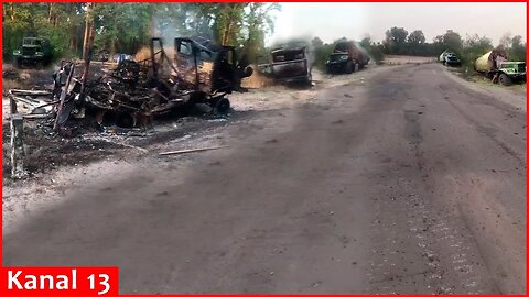 In Kursk, Russian equipment convoy was destroyed, they were going to install pontoon bridges...