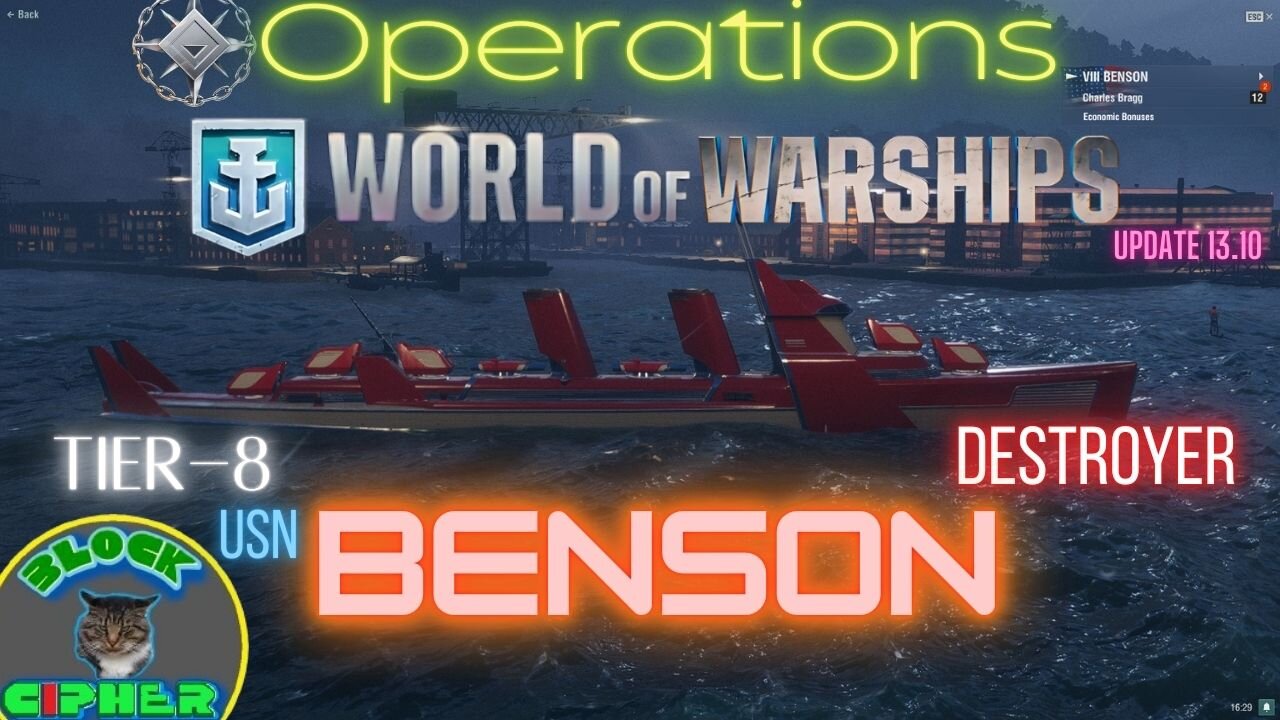 USN Tier-8 Destroyer BENSON / Operations / update 13.10 | World of Warships